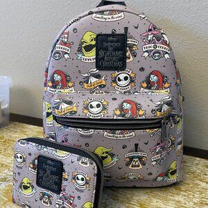 Loungefly The Nightmare Before Christmas Tattoo Art Mini Backpack & Wallet Set